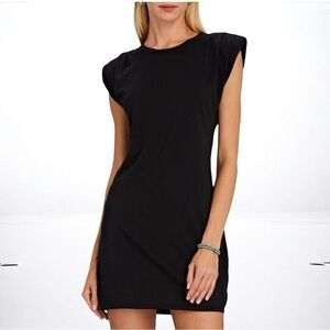 🌻St. Roche Black "Echo" Padded Shoulder Mini Shirt Dress Size Small $285 Retail